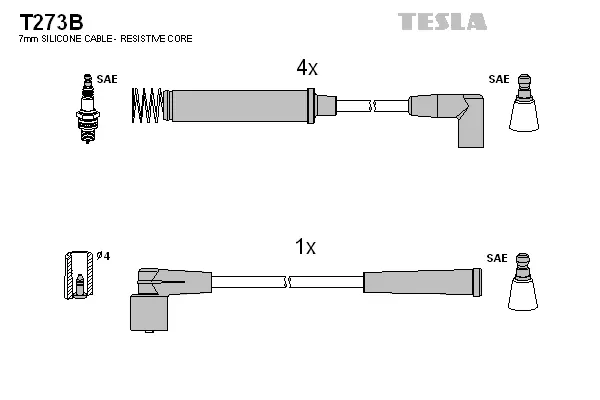 T273B TESLA Комплект проводов зажигания (фото 1)