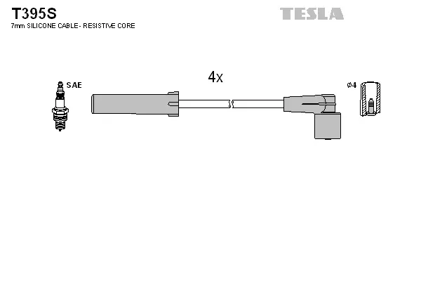 T395S TESLA Комплект проводов зажигания (фото 1)