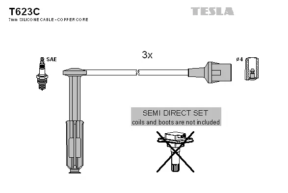 T623C TESLA Комплект проводов зажигания (фото 1)