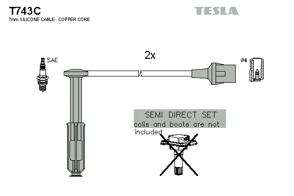 T743C TESLA Комплект проводов зажигания (фото 1)