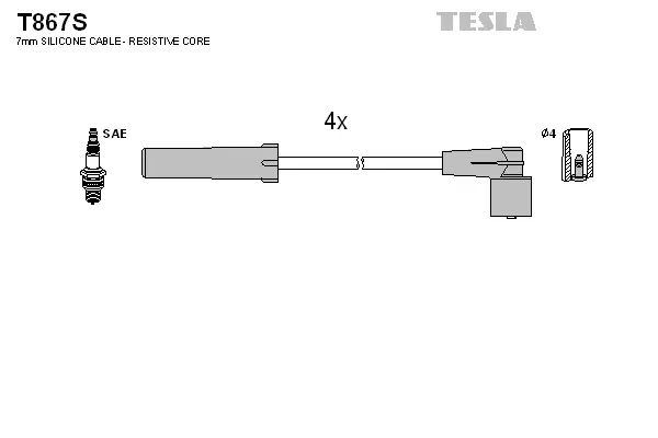 T867S TESLA Комплект проводов зажигания (фото 1)