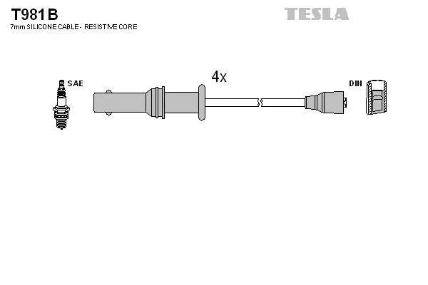 T981B TESLA Комплект проводов зажигания (фото 1)