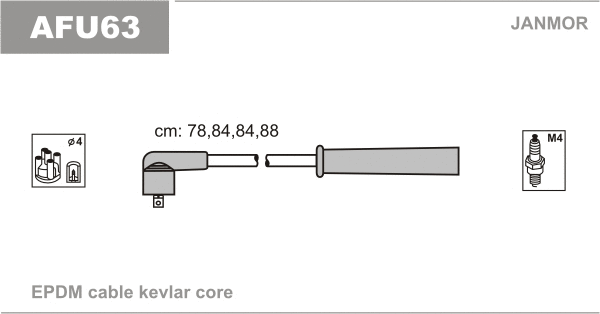 AFU63 JANMOR Комплект проводов зажигания (фото 1)