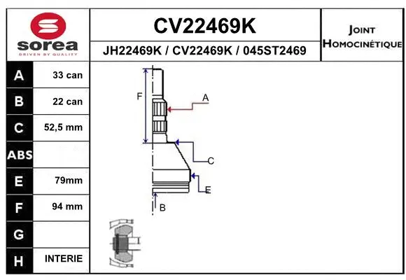 CV22469K EAI Шарнирный комплект, приводной вал (фото 1)