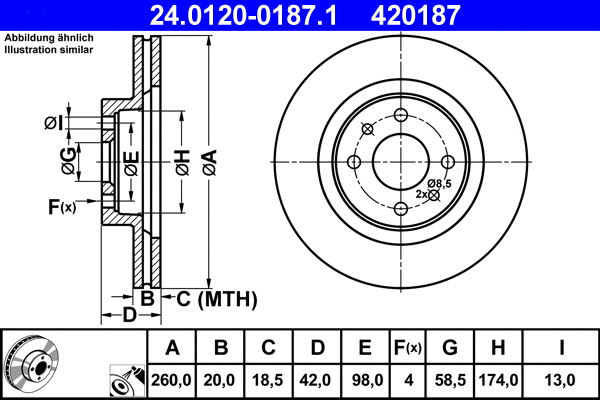 24.0120-0187.1 ATE Тормозной диск (фото 1)