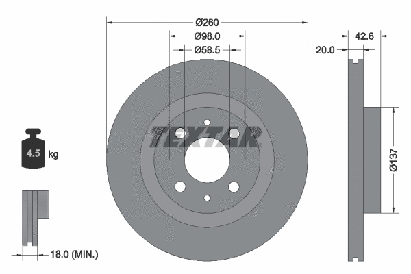 92112100 TEXTAR Тормозной диск (фото 1)