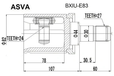 Шарнирный комплект, приводной вал ASVA BXIU-E83