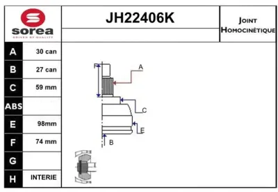 JH22406K SERA Шарнирный комплект, приводной вал