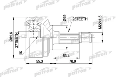 Шарнирный комплект, приводной вал PATRON PCV1086