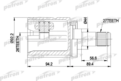 Шарнирный комплект, приводной вал PATRON PCV5003