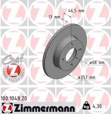 Тормозной диск ZIMMERMANN 100.1048.20