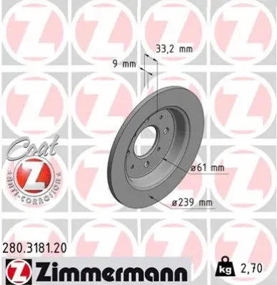 Тормозной диск ZIMMERMANN 280.3181.20