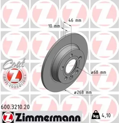 Тормозной диск ZIMMERMANN 600.3210.20
