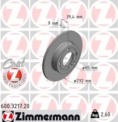 Тормозной диск ZIMMERMANN 600.3217.20