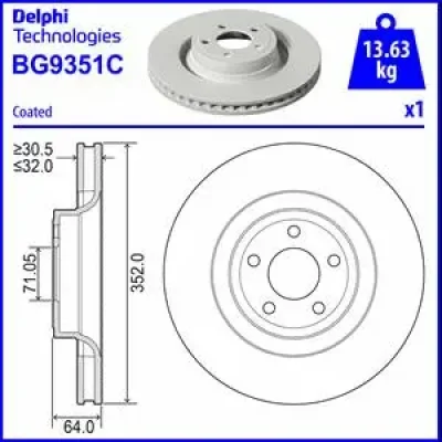 Тормозной диск DELPHI BG9351C