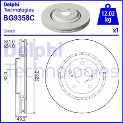 Тормозной диск DELPHI BG9358C