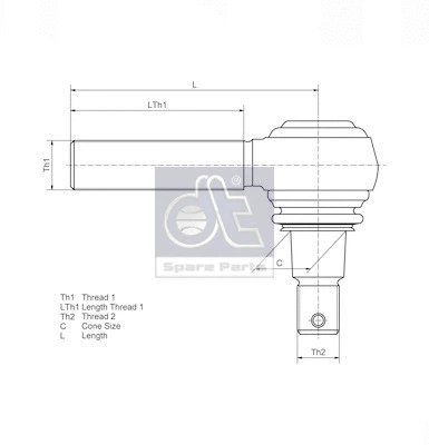 1.19011 DT Spare Parts Наконечник поперечной рулевой тяги (фото 2)