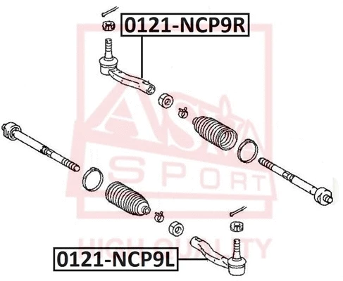 0121-NCP9L ASVA Наконечник поперечной рулевой тяги (фото 1)