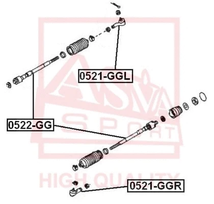 0521-GGL ASVA Наконечник поперечной рулевой тяги (фото 1)