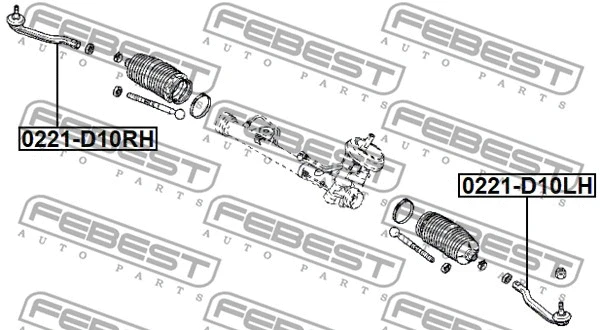 0221-D10LH FEBEST Наконечник поперечной рулевой тяги (фото 1)