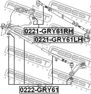 0221-GRY61RH FEBEST Наконечник поперечной рулевой тяги (фото 2)