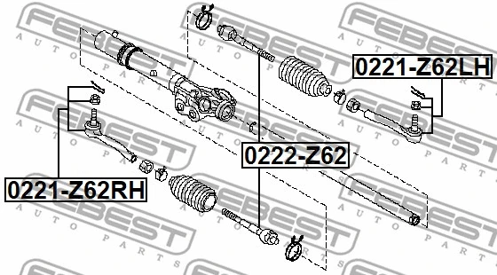 0221-Z62LH FEBEST Наконечник поперечной рулевой тяги (фото 2)