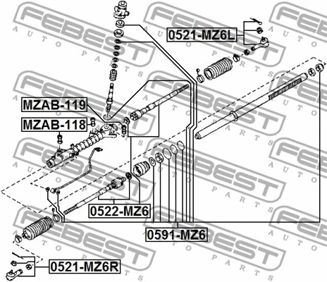 0521-MZ6L FEBEST Наконечник поперечной рулевой тяги (фото 2)