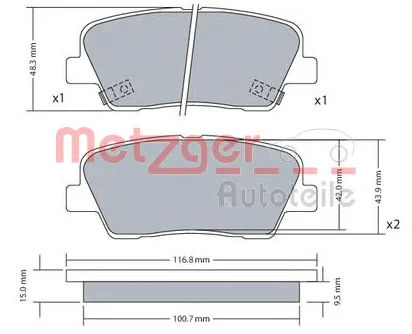 1274.02 METZGER Тормозные колодки (фото 1)