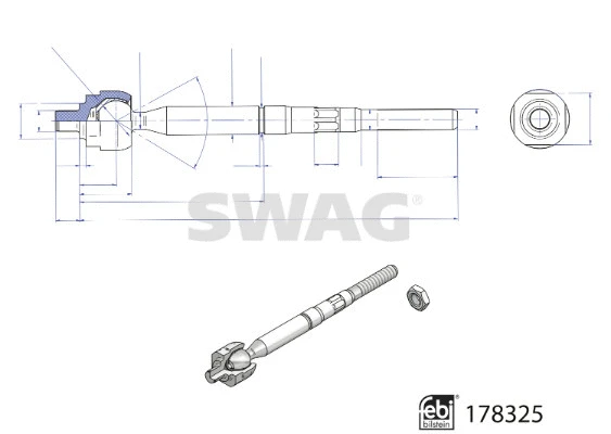 33 10 4470 SWAG Осевой шарнир, рулевая тяга (фото 1)