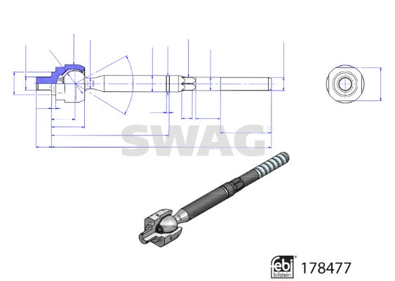 33 10 4545 SWAG Осевой шарнир, рулевая тяга (фото 2)