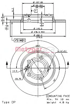 14715 E METZGER Тормозной диск (фото 1)