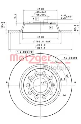 14925 V METZGER Тормозной диск (фото 1)