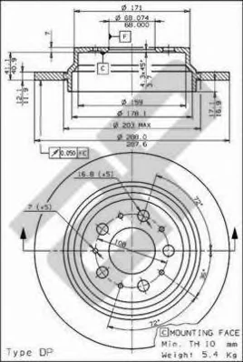 19080 V METZGER Тормозной диск (фото 1)
