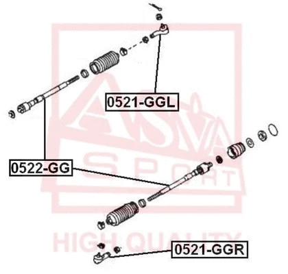 0522-GG ASVA Осевой шарнир, рулевая тяга (фото 1)
