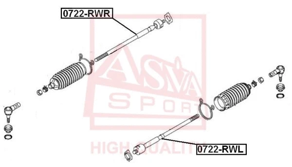 0722-RWL ASVA Осевой шарнир, рулевая тяга (фото 1)