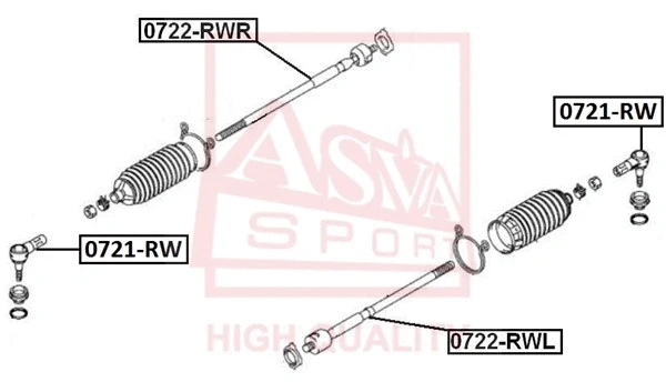 0722-RWR ASVA Осевой шарнир, рулевая тяга (фото 1)
