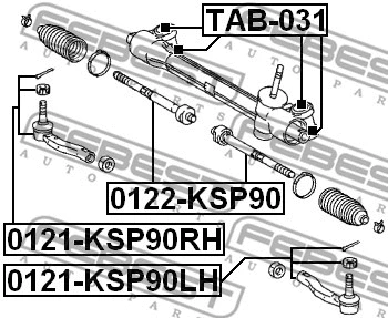 0122-KSP90 FEBEST Осевой шарнир, рулевая тяга (фото 2)
