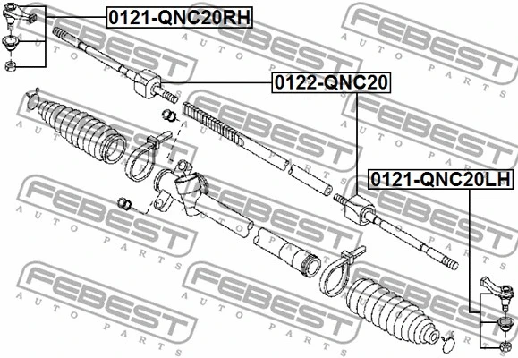 0122-QNC20 FEBEST Осевой шарнир, рулевая тяга (фото 2)