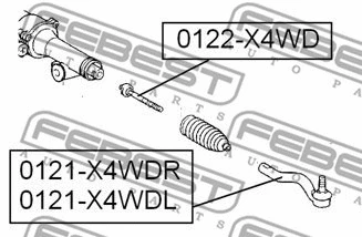 0122-X4WD FEBEST Осевой шарнир, рулевая тяга (фото 2)