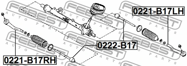 0222-B17 FEBEST Осевой шарнир, рулевая тяга (фото 2)