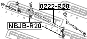 0222-R20 FEBEST Осевой шарнир, рулевая тяга (фото 2)