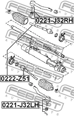 0222-Z51 FEBEST Осевой шарнир, рулевая тяга (фото 2)