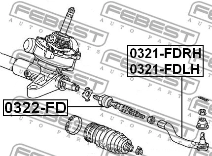 0322-FD FEBEST Осевой шарнир, рулевая тяга (фото 2)
