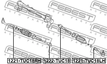 1222-TUC18 FEBEST Осевой шарнир, рулевая тяга (фото 2)