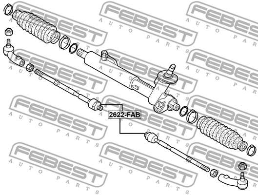 2622-FAB FEBEST Осевой шарнир, рулевая тяга (фото 2)