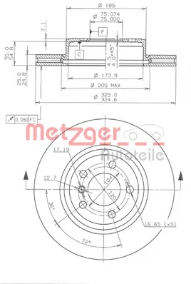 24916 V METZGER Тормозной диск (фото 1)