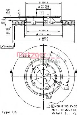 24923 V METZGER Тормозной диск (фото 1)