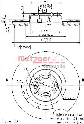 24930 E METZGER Тормозной диск (фото 1)