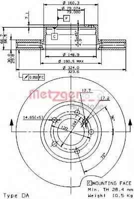 24992 V METZGER Тормозной диск (фото 1)