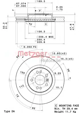 25064 V METZGER Тормозной диск (фото 1)